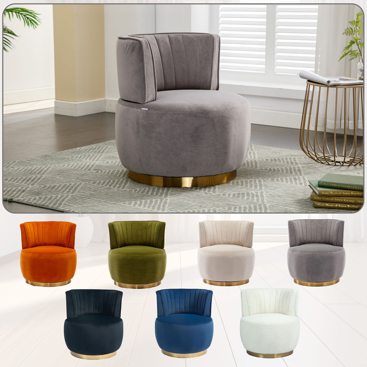 360 Degree Swivel Cuddle Barrel Accent Sofa Chair