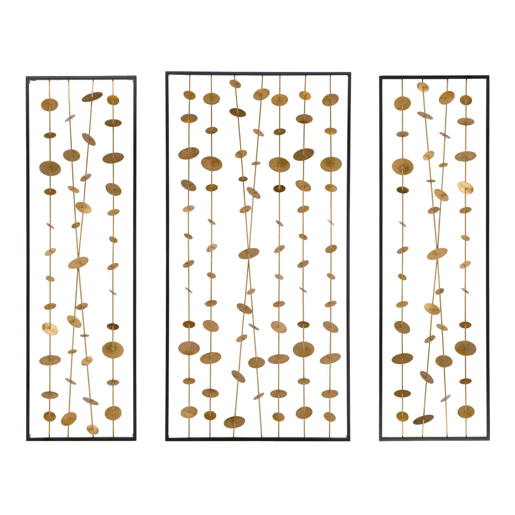 Metal Decorative Wall Art With Frame, Wall Decor For Living Room (Set of 3) - Gold