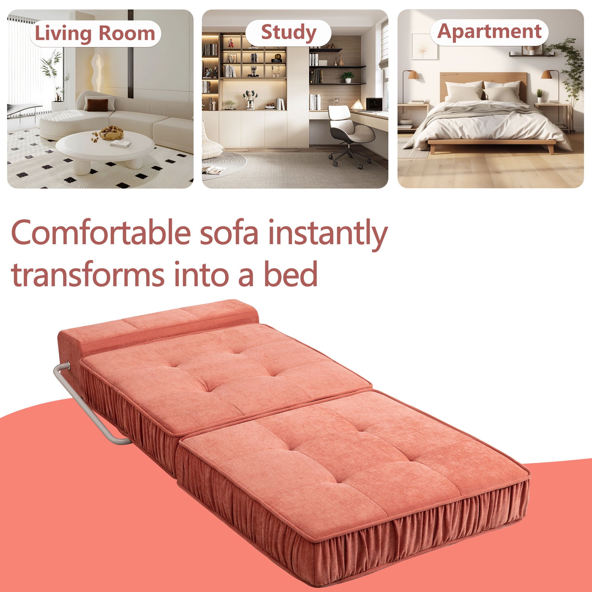 Folding Sofa With Removable Back Cushion, Convertible Futon Sleeper Chair