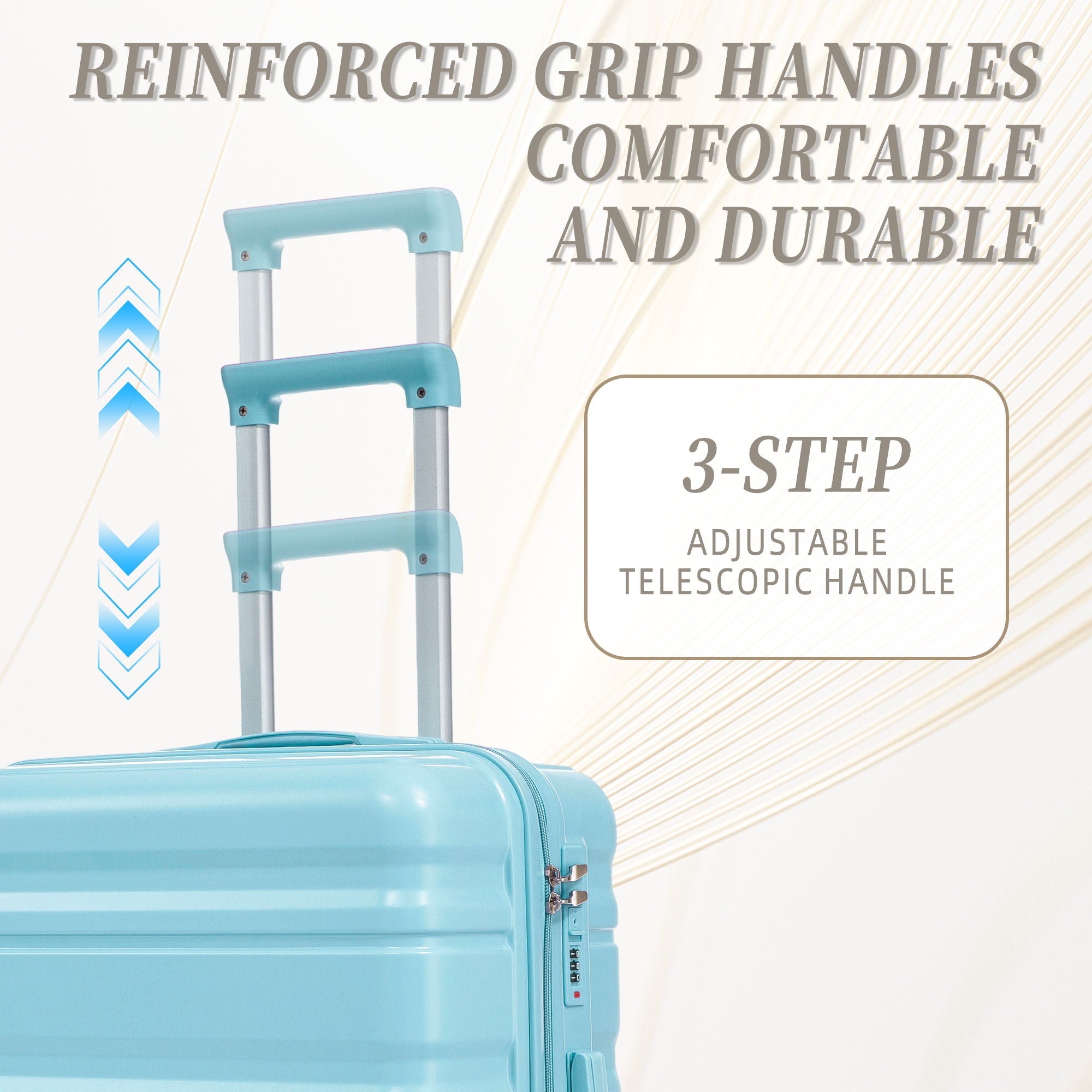 Tourist 3 Piece Luggage Set, Combination Lock, Durable Hard Shell With 360° Silent Wheels