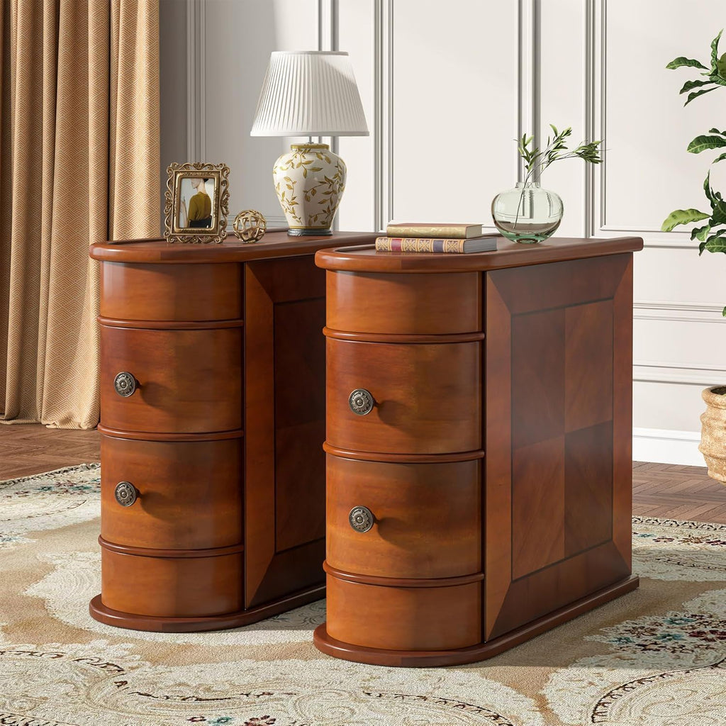 Narrow 2 Drawer End Table