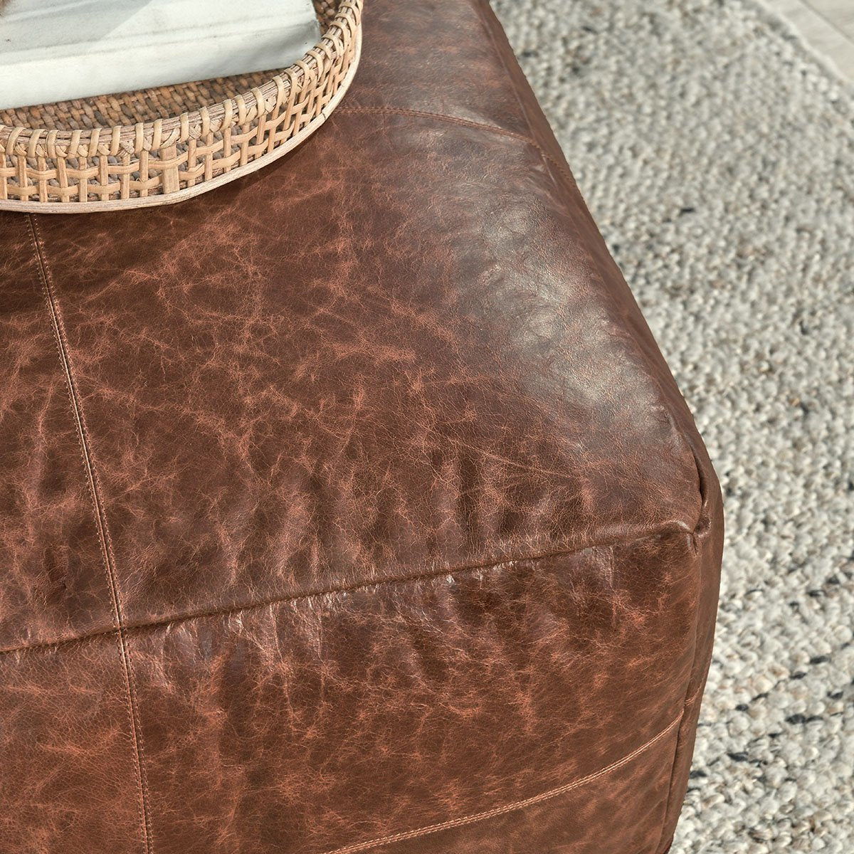 Kona - Leather Pouf