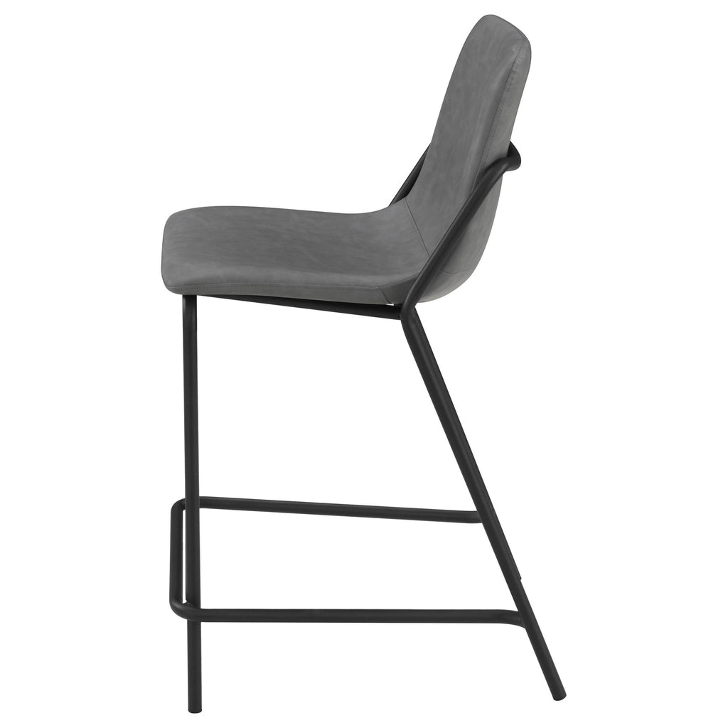 Counter Height Stools With Footrest (Set of 2) - Gray / Black