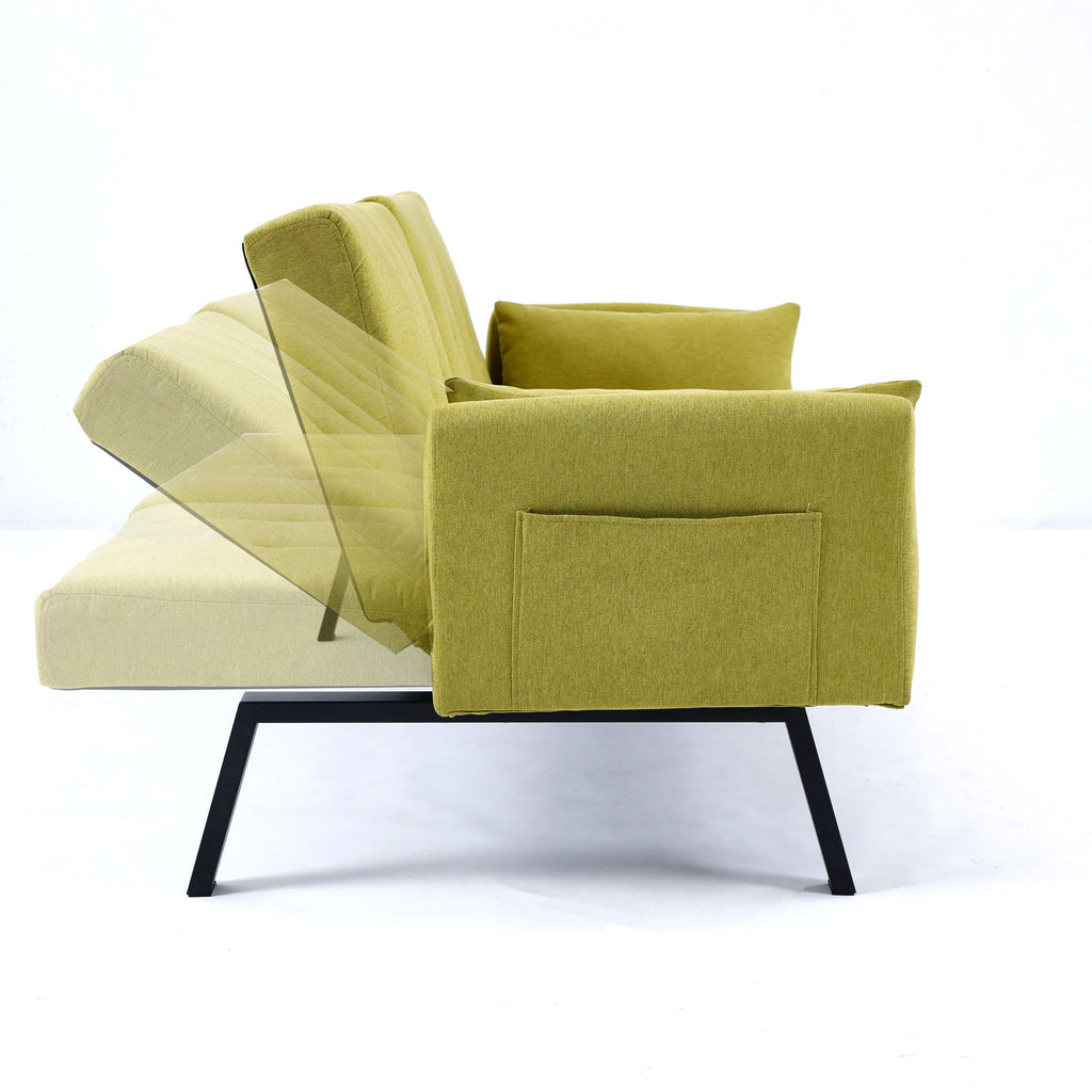 Sofa Bed With Foldable Design And Cup Holder - Green