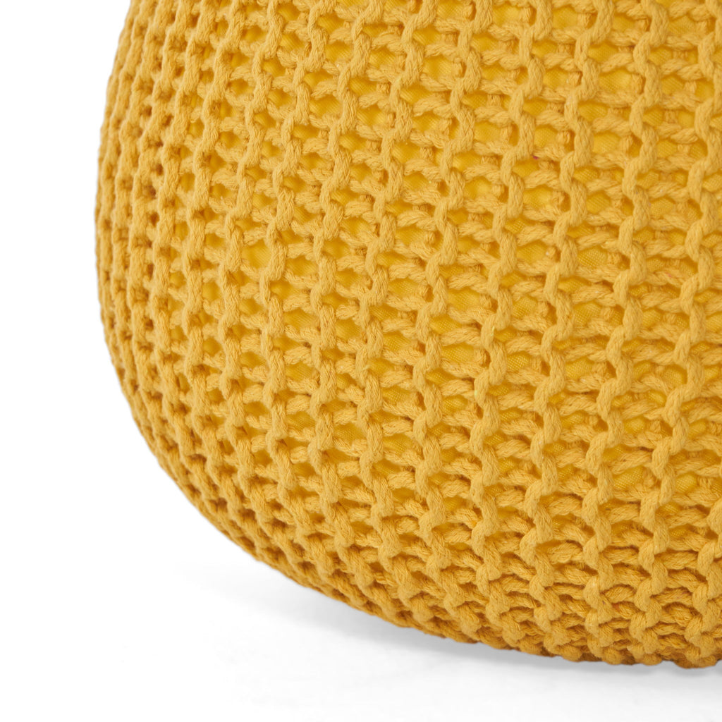 Bordeaux - Knitted Round Pouf, Versatile Ottoman And Floor Cushion