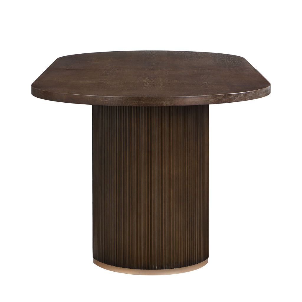 Modern Rustic Oval Dining Table With Double Pedestal Base