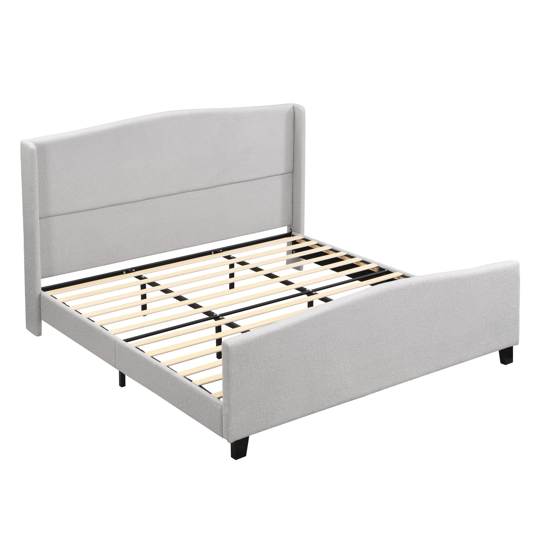 Platform Bed Frame With Tall Headboard And High Footboard