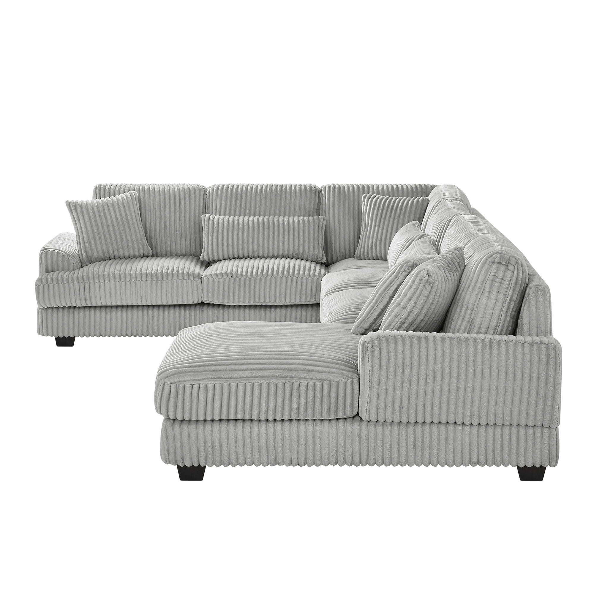 U - Shaped Sectional Sofa With Chaise Lounge, Oversized Living Room Sofa - Gray