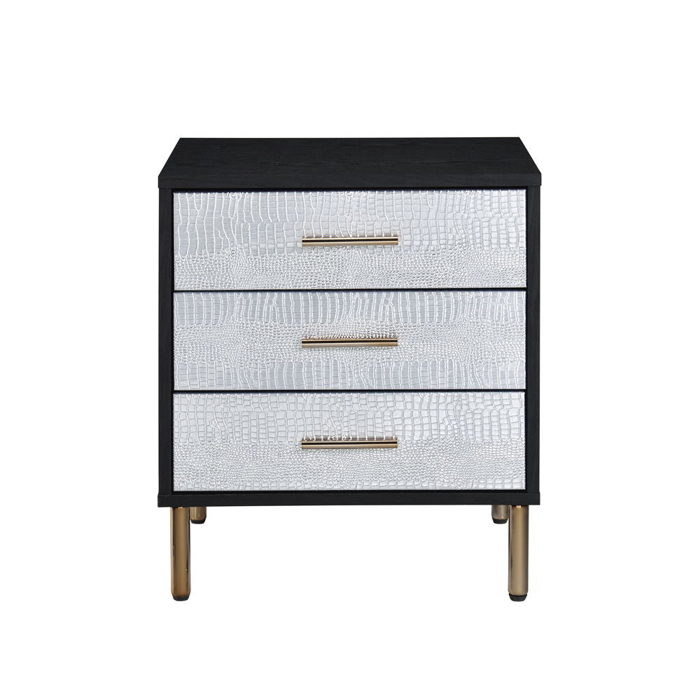 Myles - Nightstand - Black, Silver & Gold
