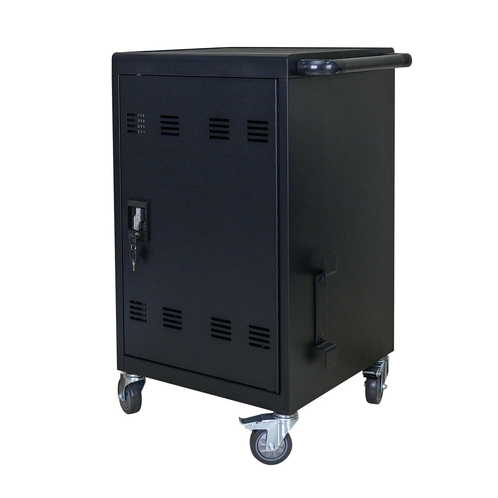 32 Bit Device Charging Trolley For Tablets And Laptops With Cable Management, Removable Doors - Matte Black