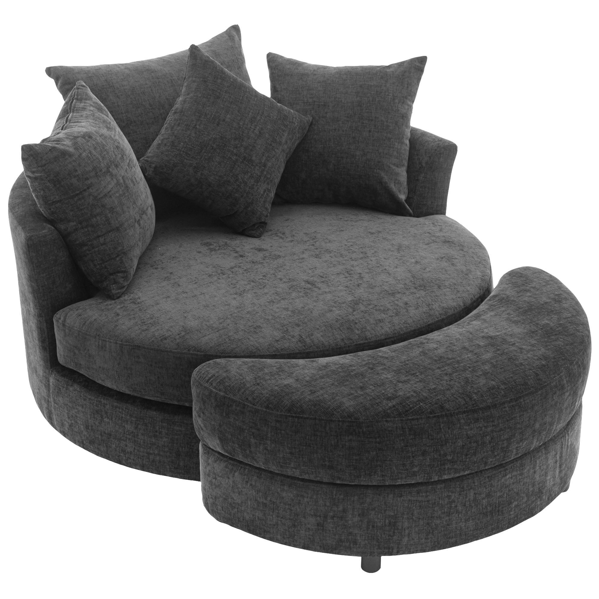 360° Swivel Accent Barrel Chair With Storage Ottoman & 4 Pillows, Modern Leisure Chair Round Accent For Living Room