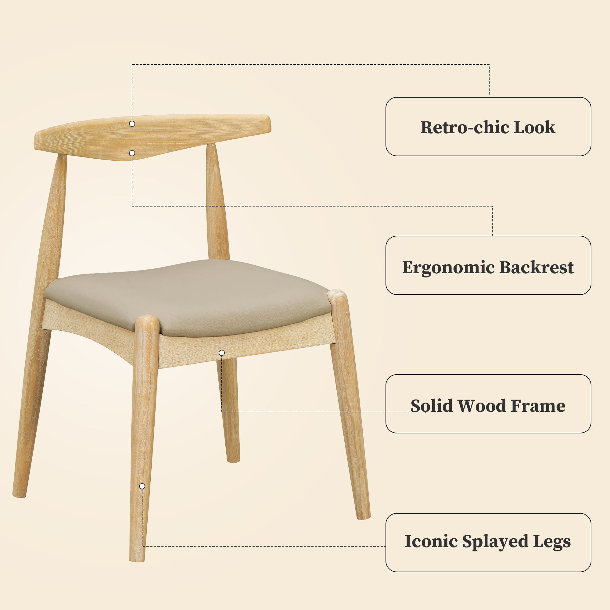 Dining Chairs With Ergonomic Backrest (Set of 2)