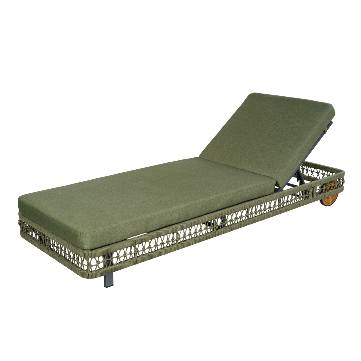 Outdoor Chaise Lounge & Wheels, 5 Position Adjustable Backrest