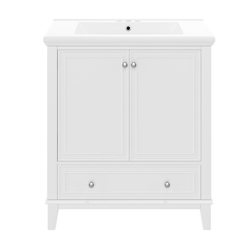 30" Bathroom Vanity With Sink Combo Undermount Sink, Cabinet With Doors And Drawer - White