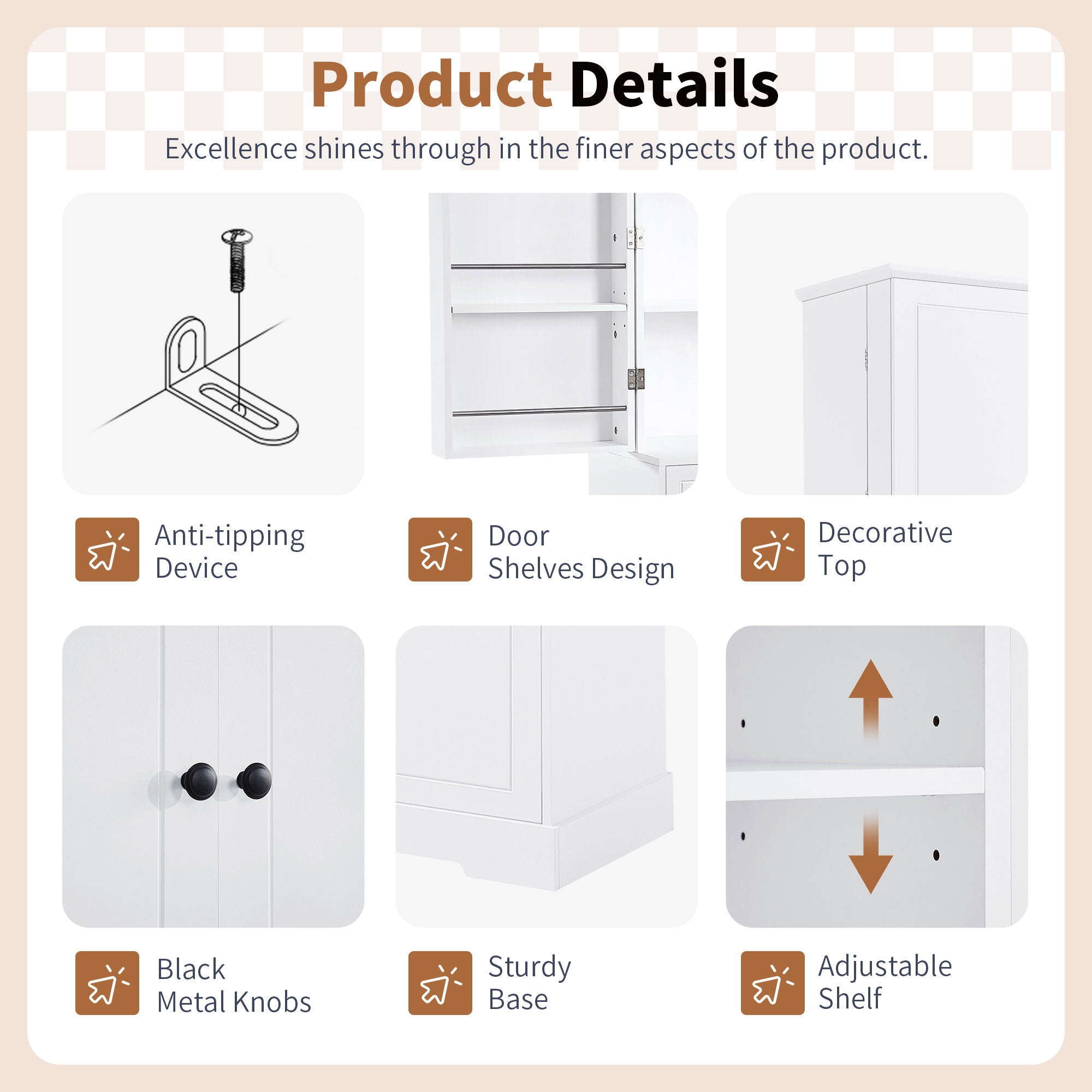 Freestanding Bathroom Storage Cabinet With Doors, Drawers, And Tilt Out Laundry Hamper - White