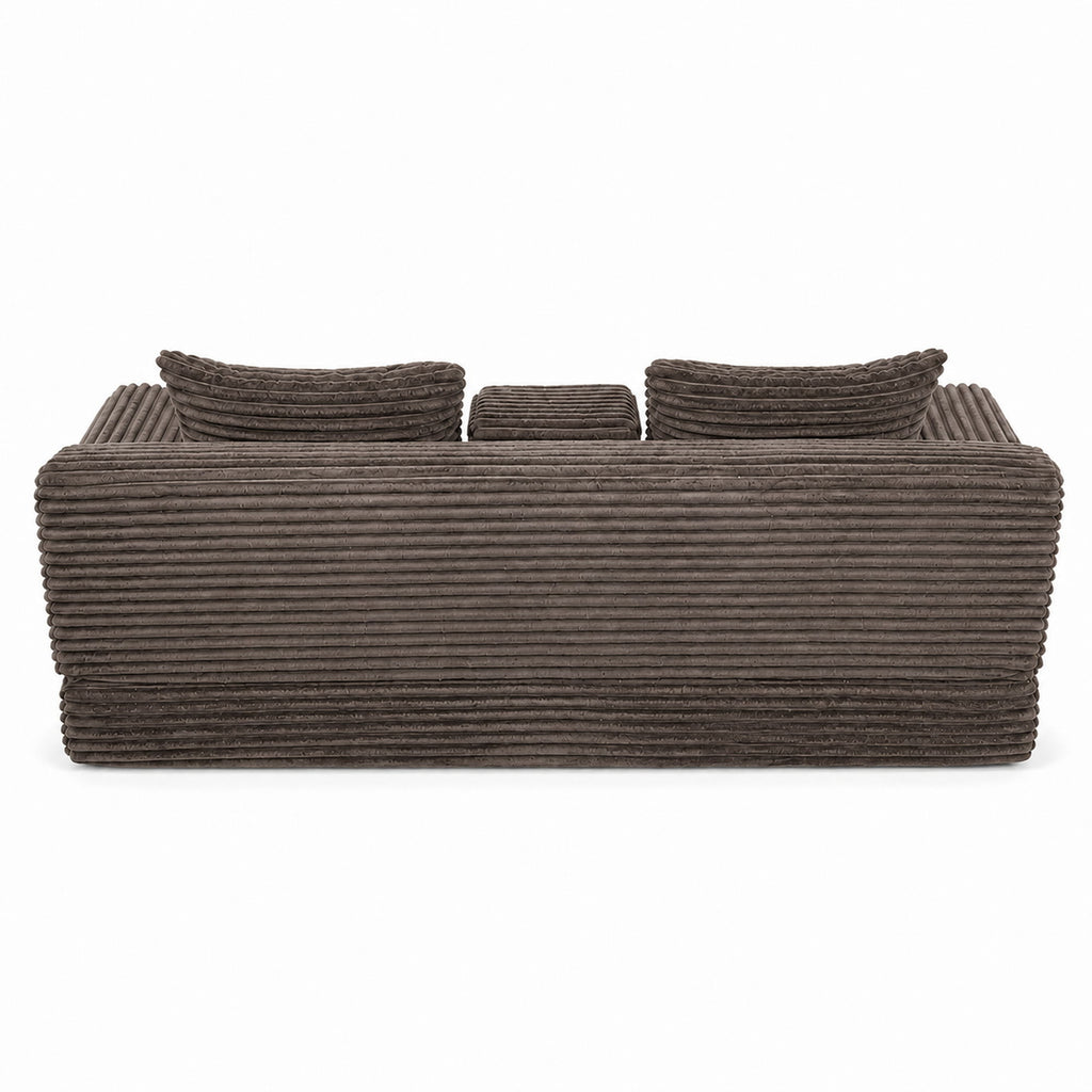 Soft Striped Convertible Sofa Bed, Dual Use Lounge Couch With Cup Holders And Pillows