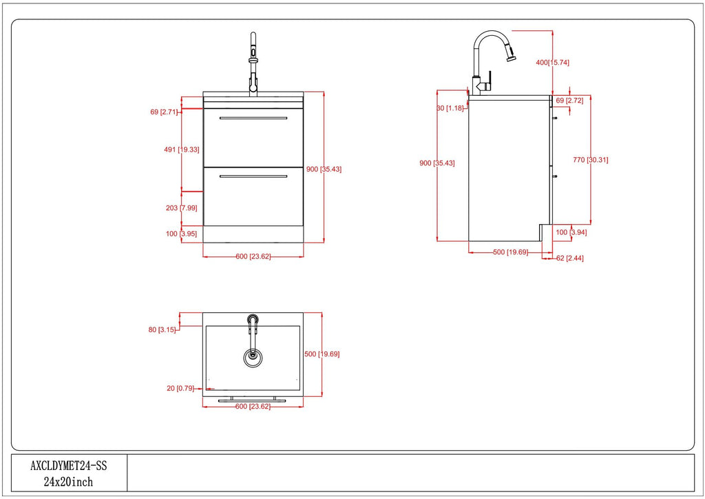 Metro - Laundry Cabinet & Faucet And Stainless Steel Sink