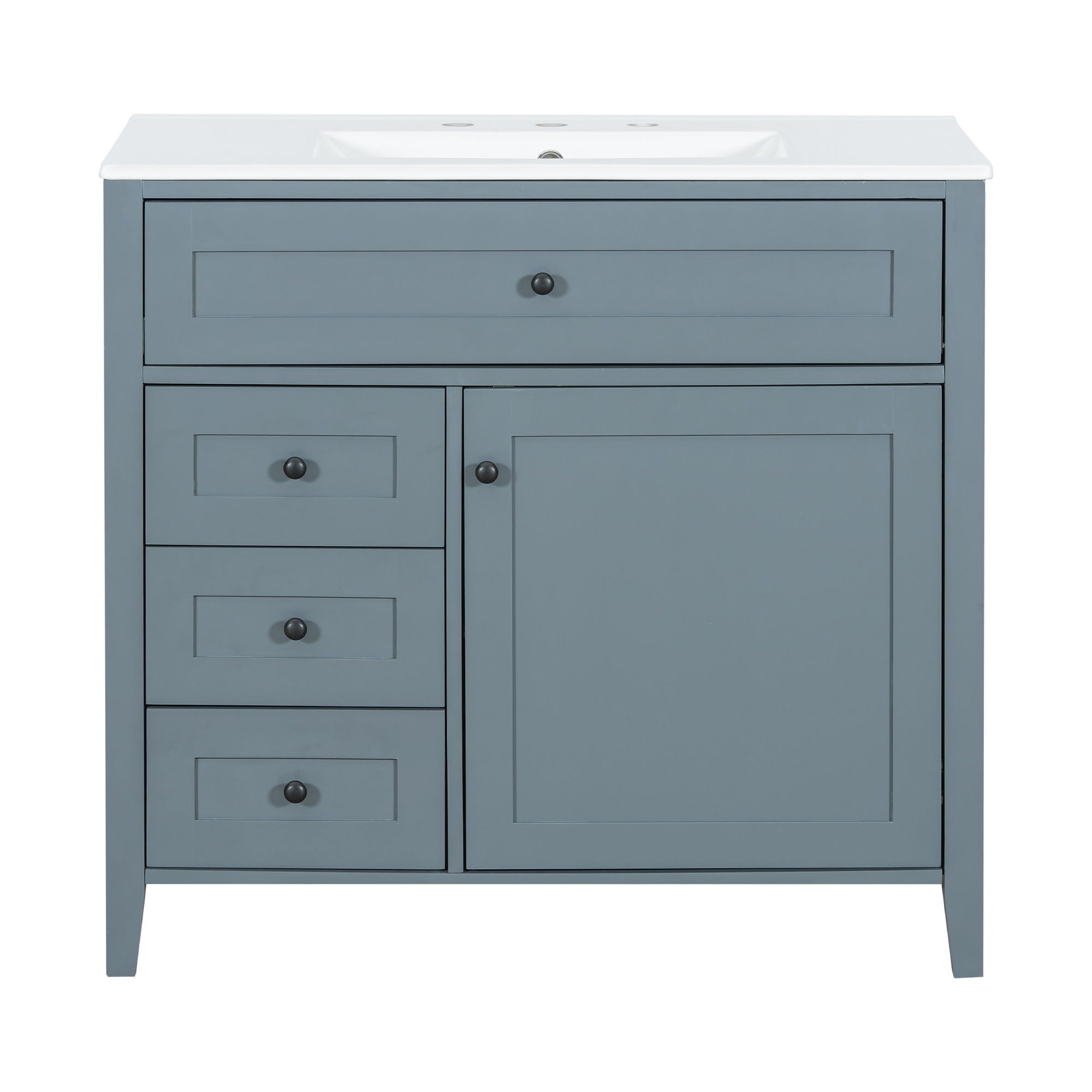 Bathroom Vanity With Sink, 3 Drawers & Cabinet With Adjustable Shelves