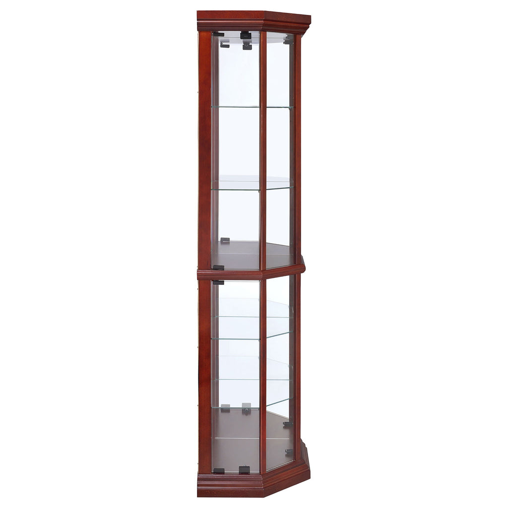 Jacob - 6 Shelf Curio Display Cabinet - Red / Brown