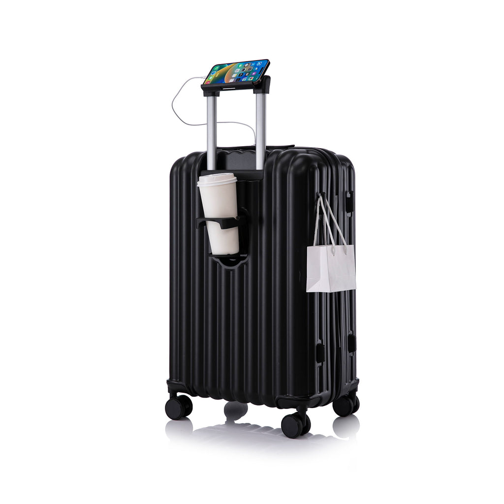 20" / 24" / 28" 3 Pieces / Set Spinner Wheel Luggage, Carry On Suitcase, With Cup Holder & USB Port & Phone Holder