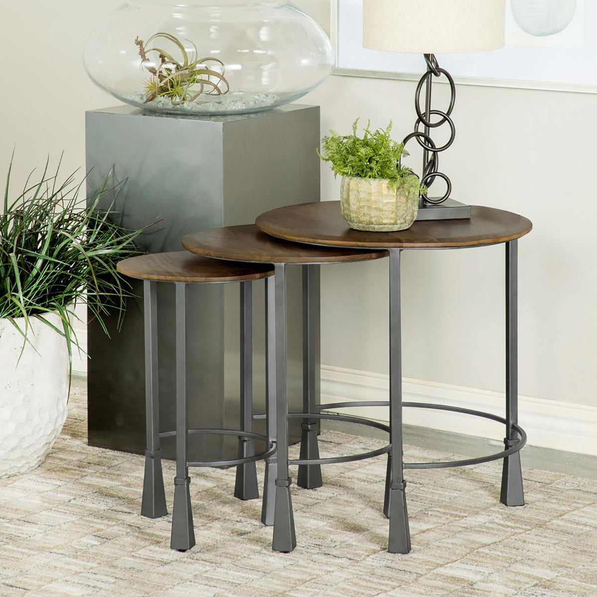 3 Piece Nesting Table Set - Brown