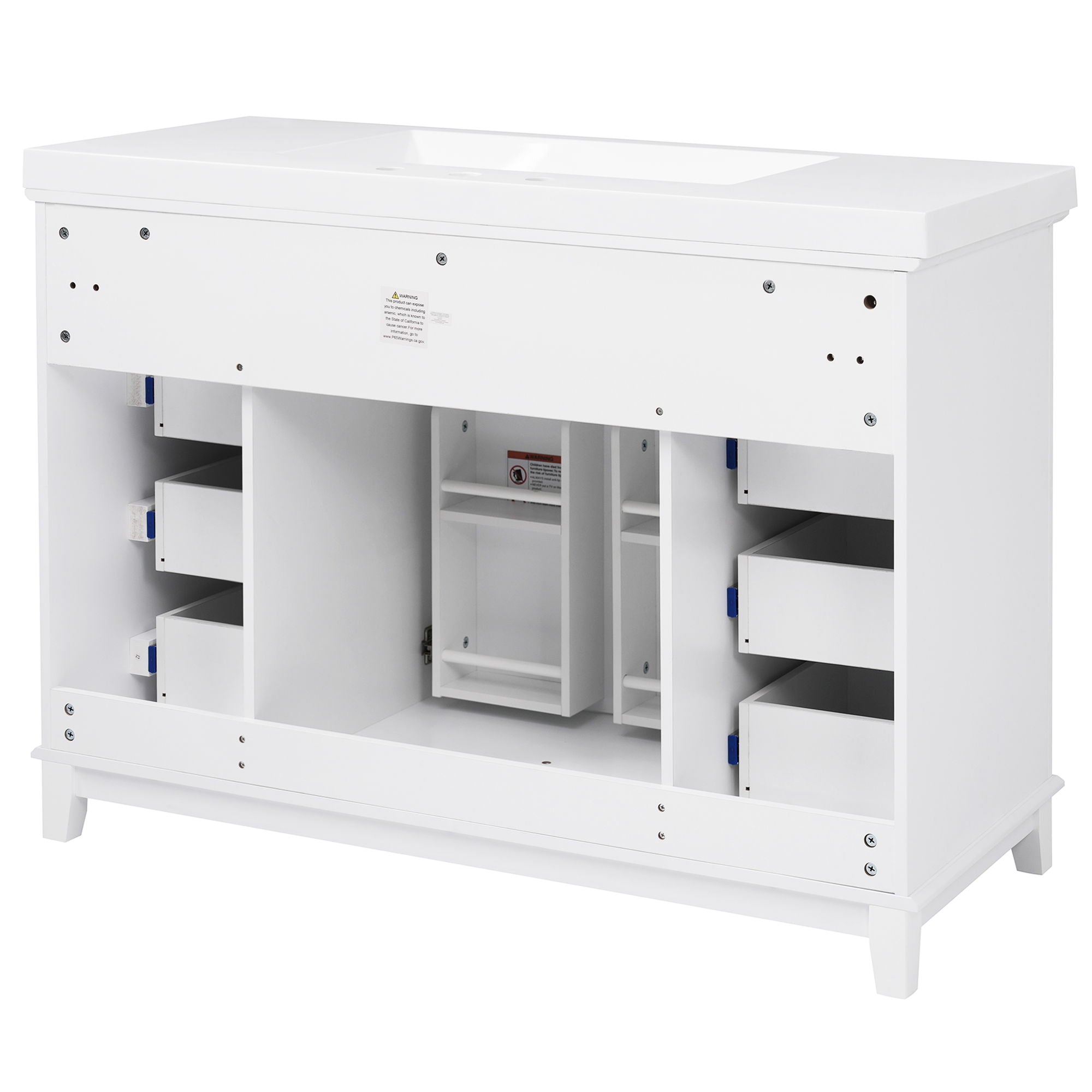 Bathroom Vanity & Sink, 6 Soft Close Drawers & Double Doors - White
