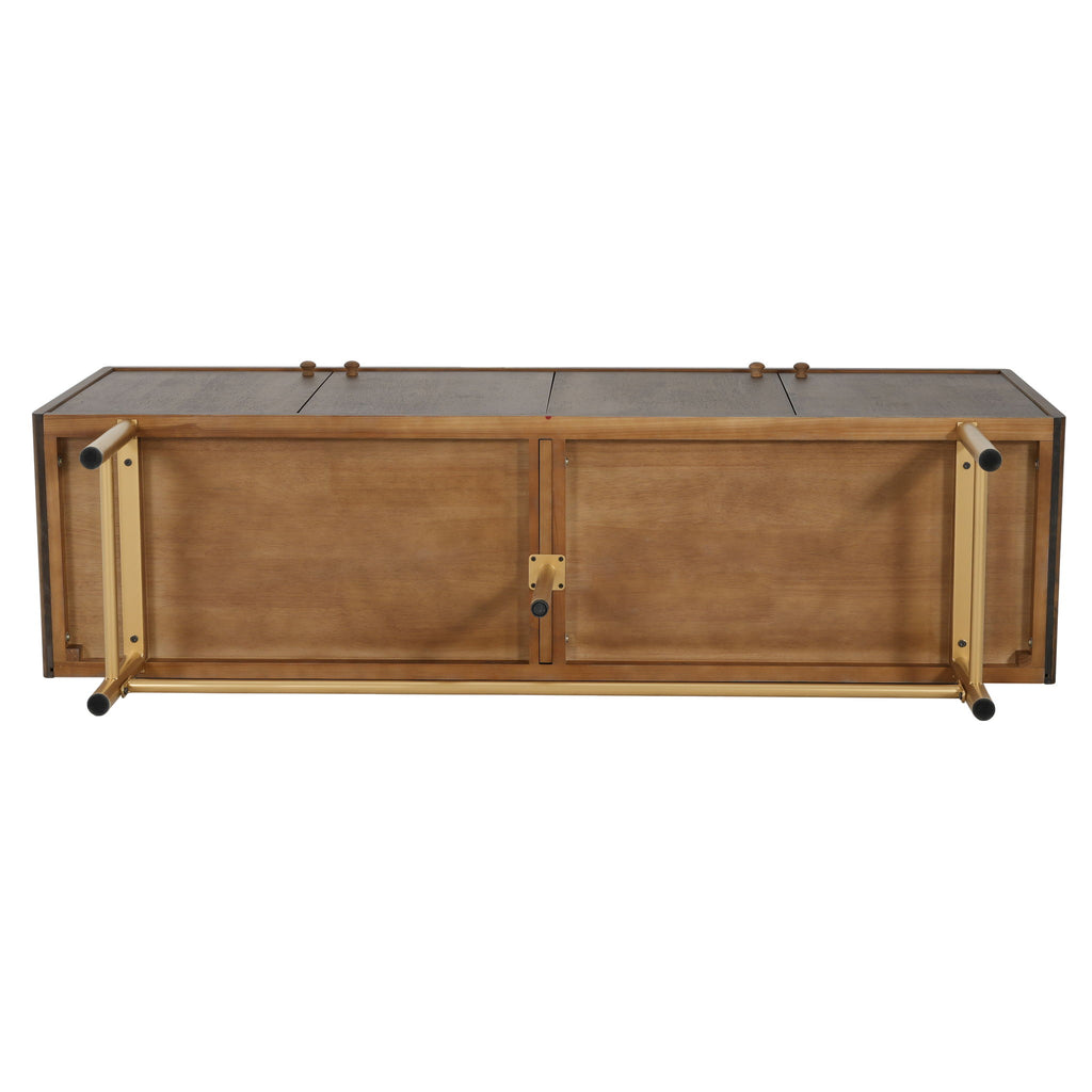 Modern Scandinavian 4 Door Sideboard, Storage Cabinet With Adjustable Shelves - Gold / Walnut