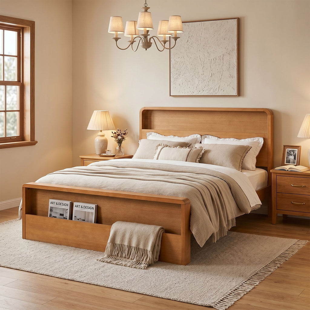 Bed Frame With Dual Open Storage Headboard And Footboard
