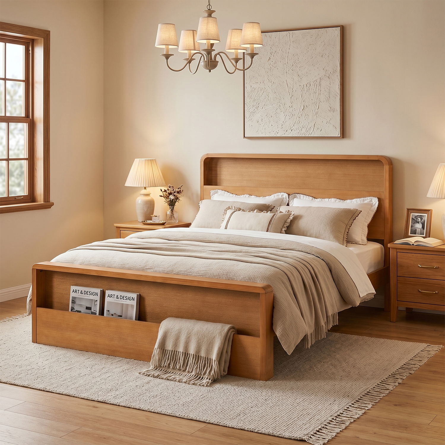 Bed Frame With Dual Open Storage Headboard And Footboard