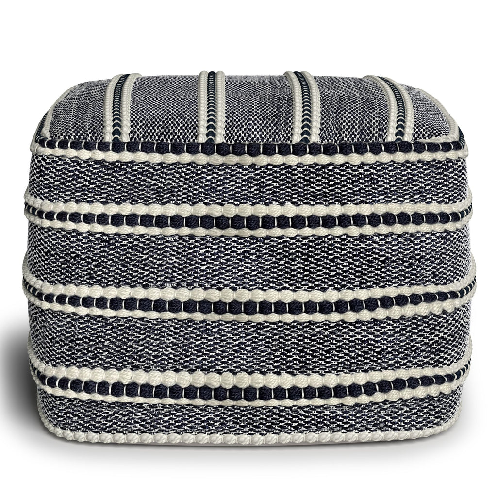 Corrie - Square Outdoor / Indoor Pouf - Navy / White