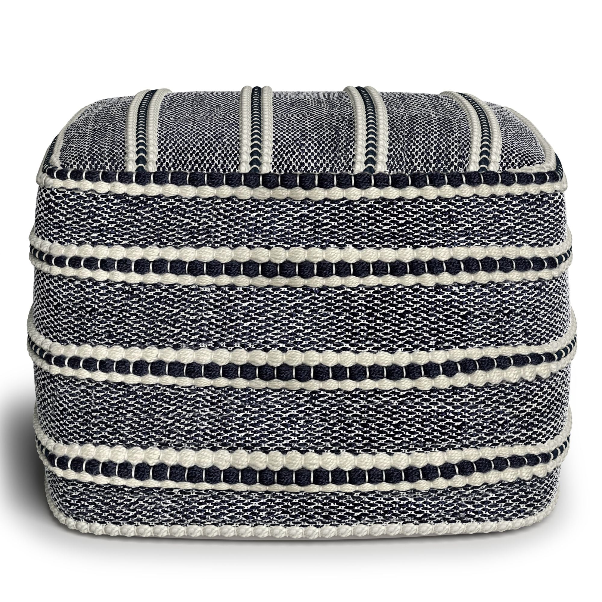 Corrie - Square Outdoor / Indoor Pouf - Navy / White