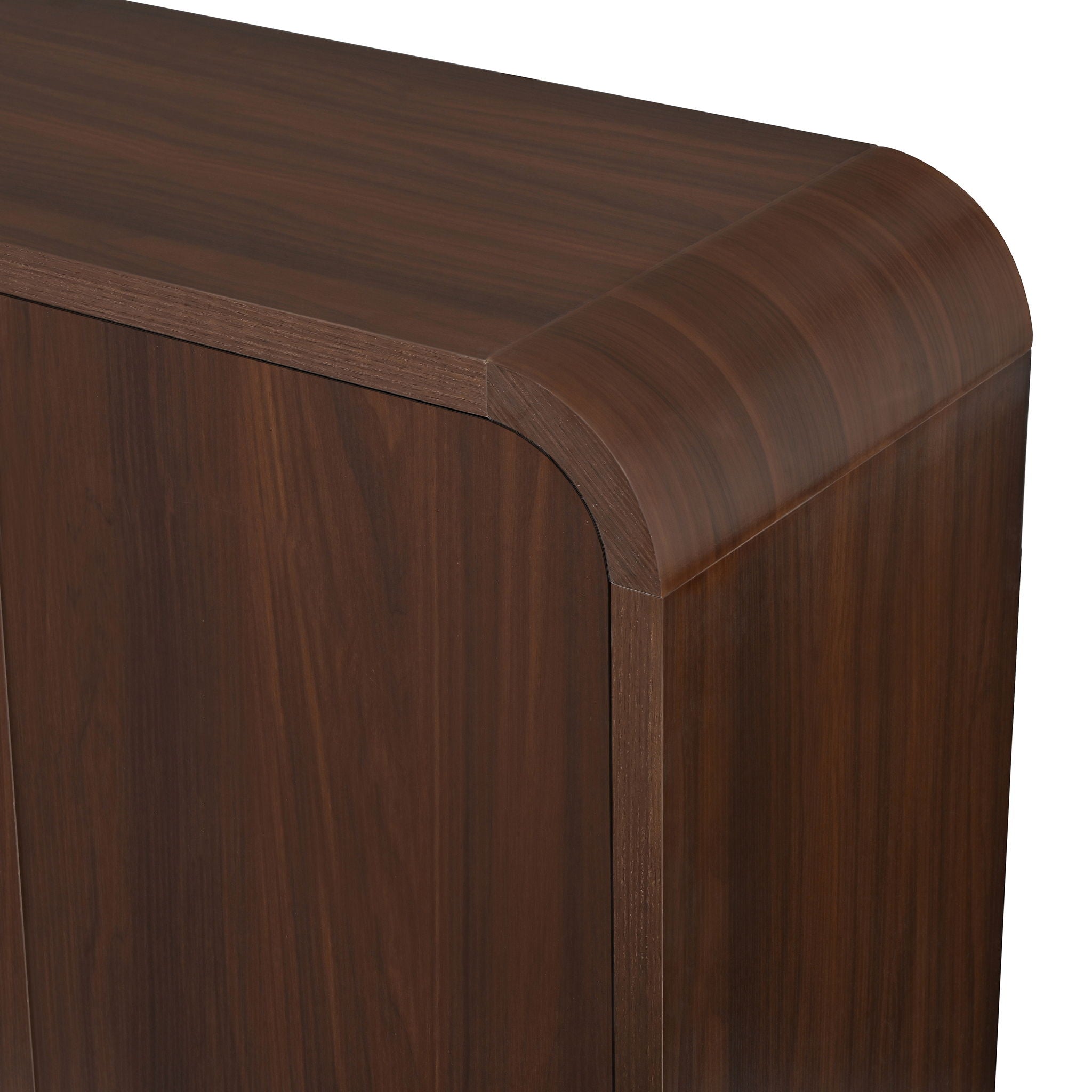 Curved Edge TV Stand With Large Cabinets