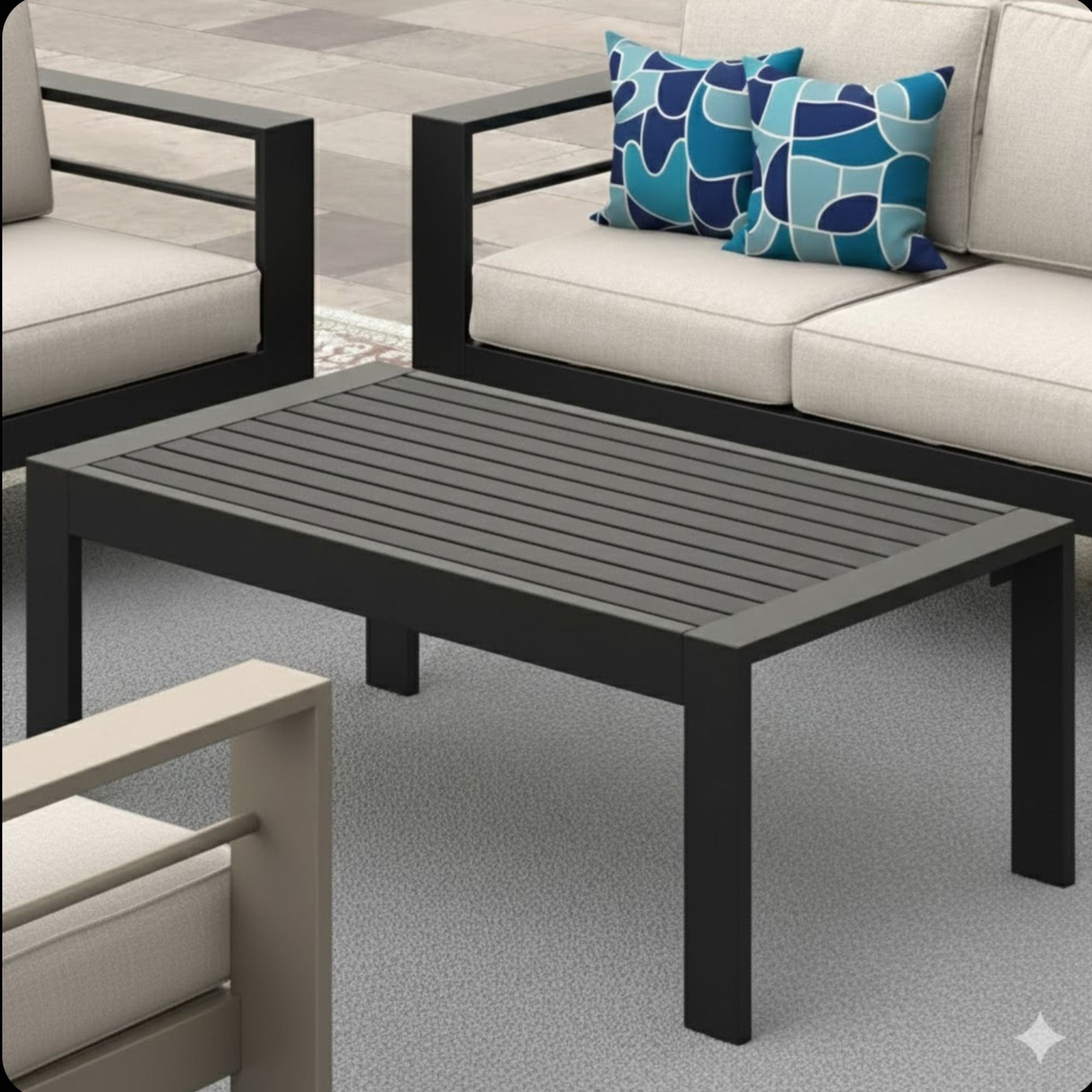 All-Weather Outdoor Coffee Table With Wood-Look Top