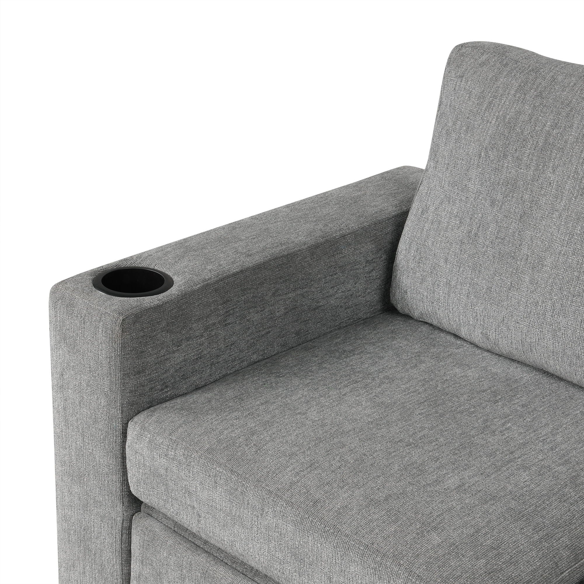 Modern U-Shaped Sectional Sofa Convertible Pull-Out Sofa Bed With USB Ports And Cup Holders