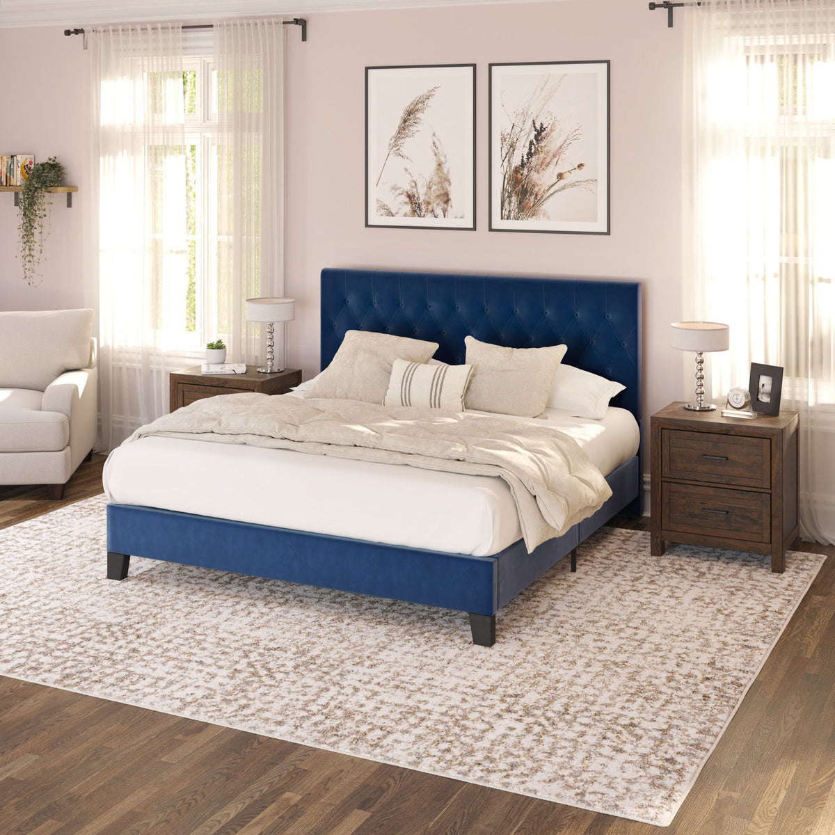 Transitional Upholstered Bed