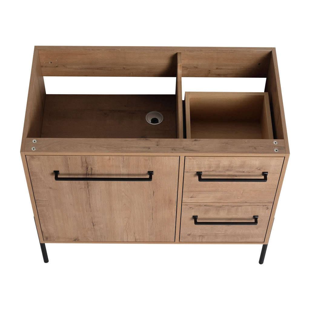 35" Freestanding Bathroom Vanity With Soft Close Doors And 2 Drawers (Vanity Only) - Imitative Oak