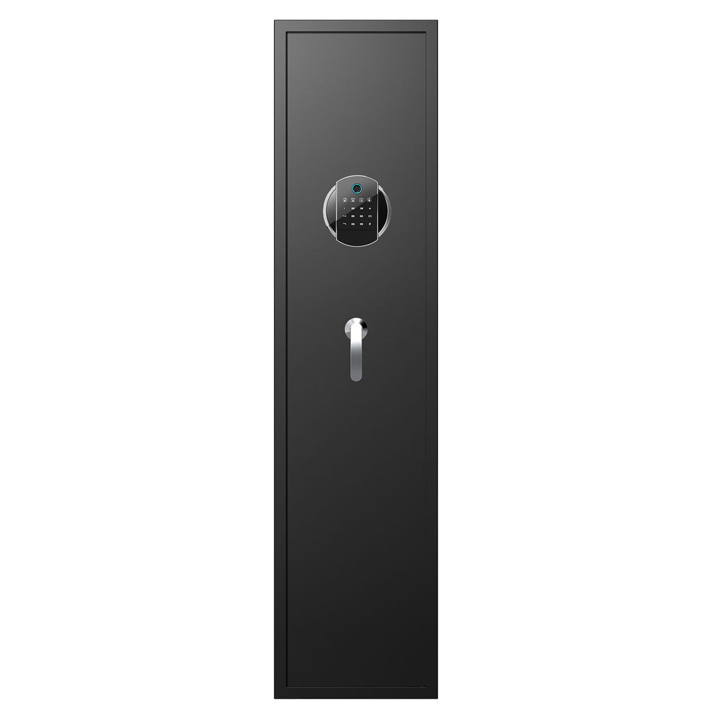 Large Capacity Quick Access Fingerprint Gun Safe, 4 - 5 Gun Biometric Metal Rifle Gun Security Cabinet Safe Locker - Black