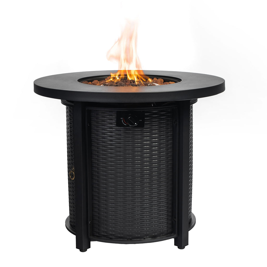 Propane Round 40000Btu Fire Pit Table - Black