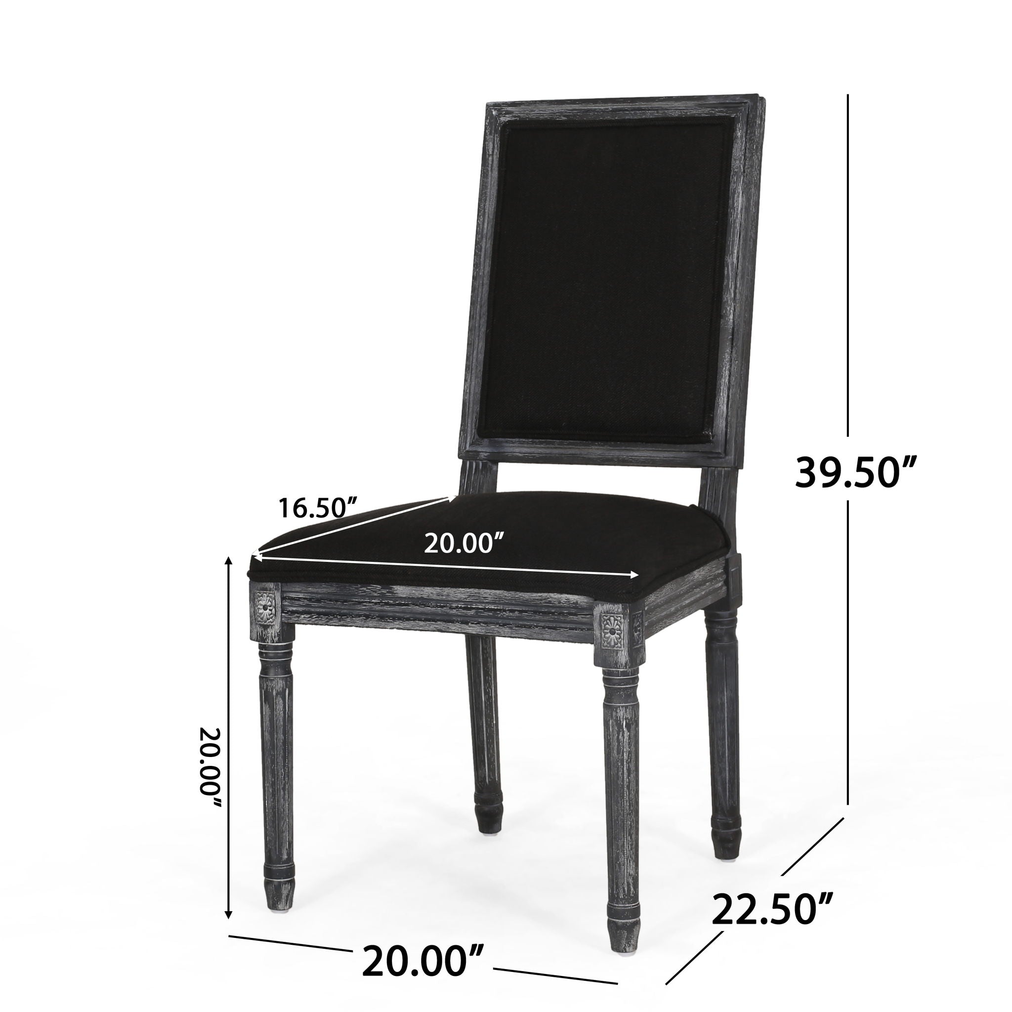 French Country Style Dining Chair With Upholstered Seating And Fluted Legs