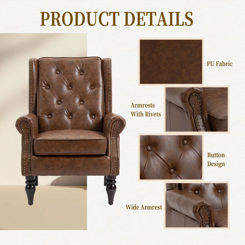 Modern Accent Armchair With Sturdy Wood Legs