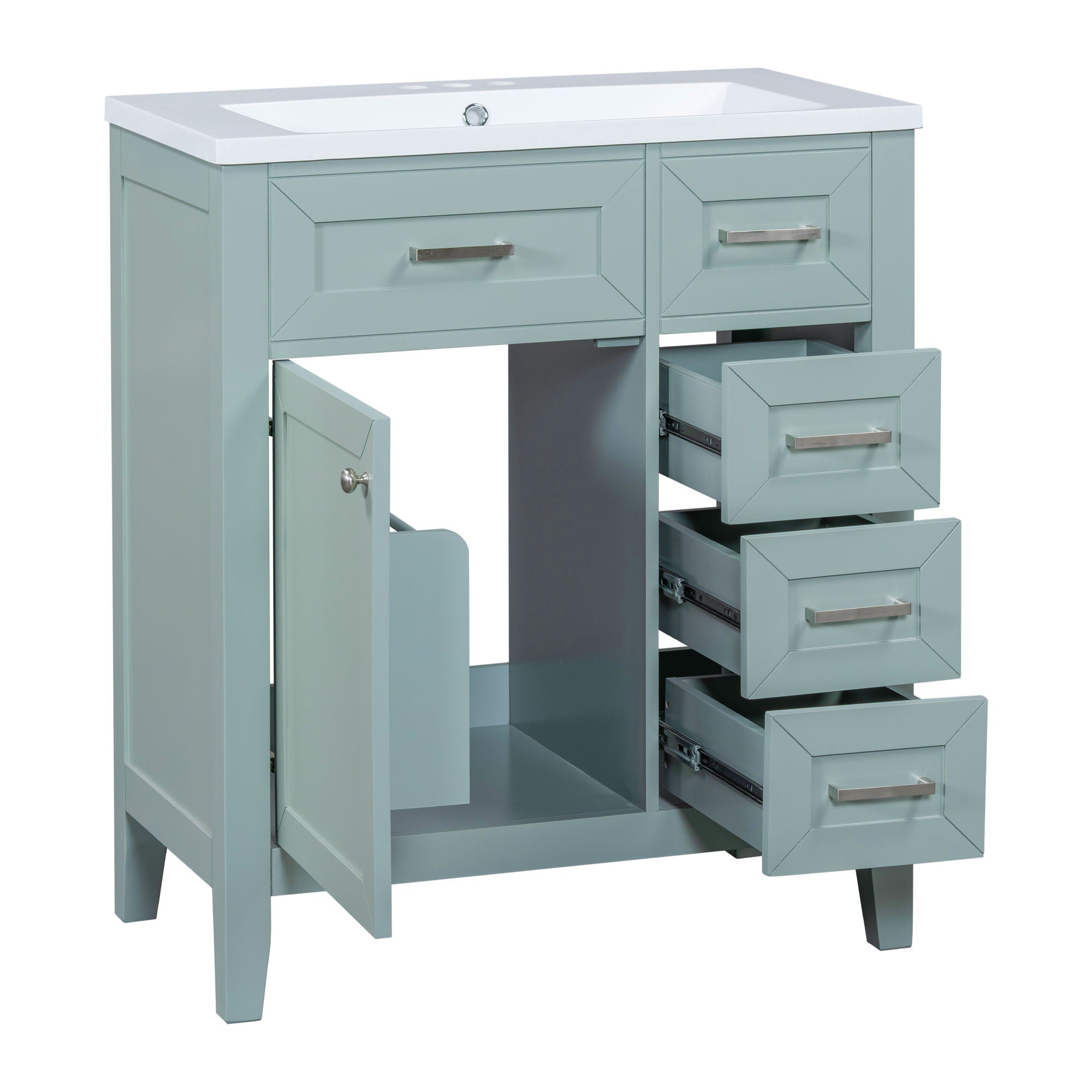 Modern Bathroom Vanity With Sink Combo, 3 Drawers, Undermount Drop-In Sink