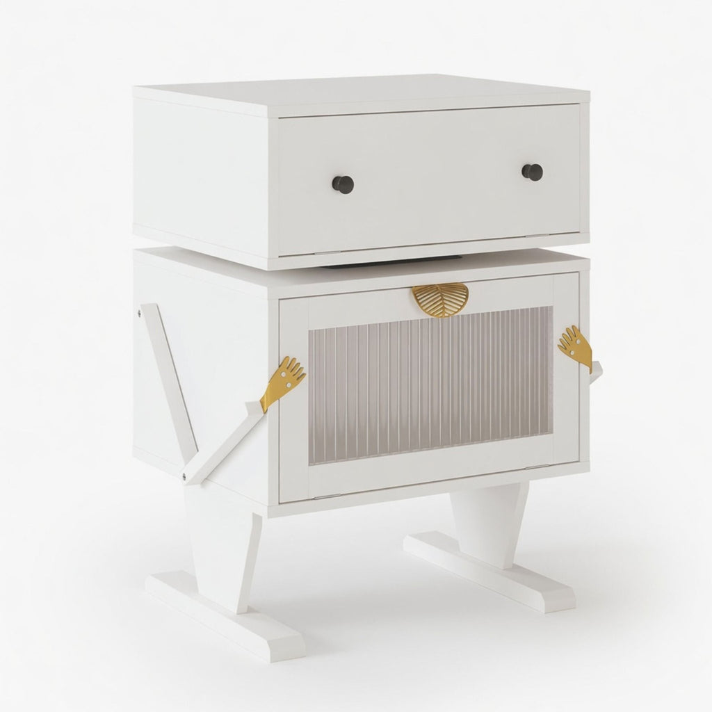 Robot LED Nightstand With 360° Rotating Drawer