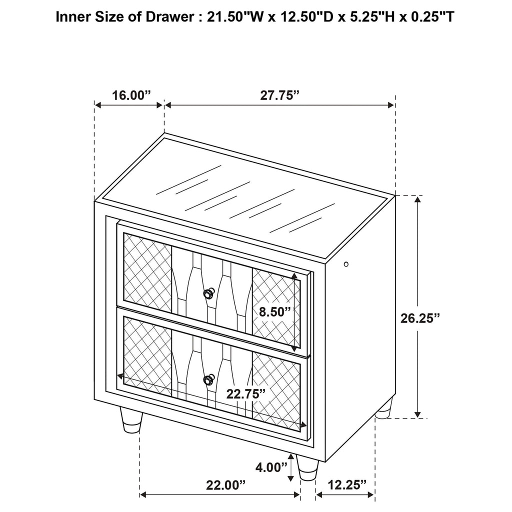 Bedroom Set With LED Lighting And Charging Nightstand