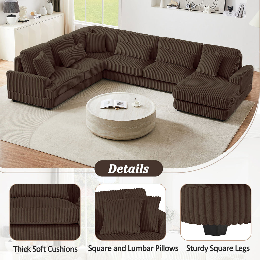 Oversized Sectional Sofa U - Shaped Sofa Couch Modern Sofa Upholstered In Soft With A Chaise Lounge For Living Room
