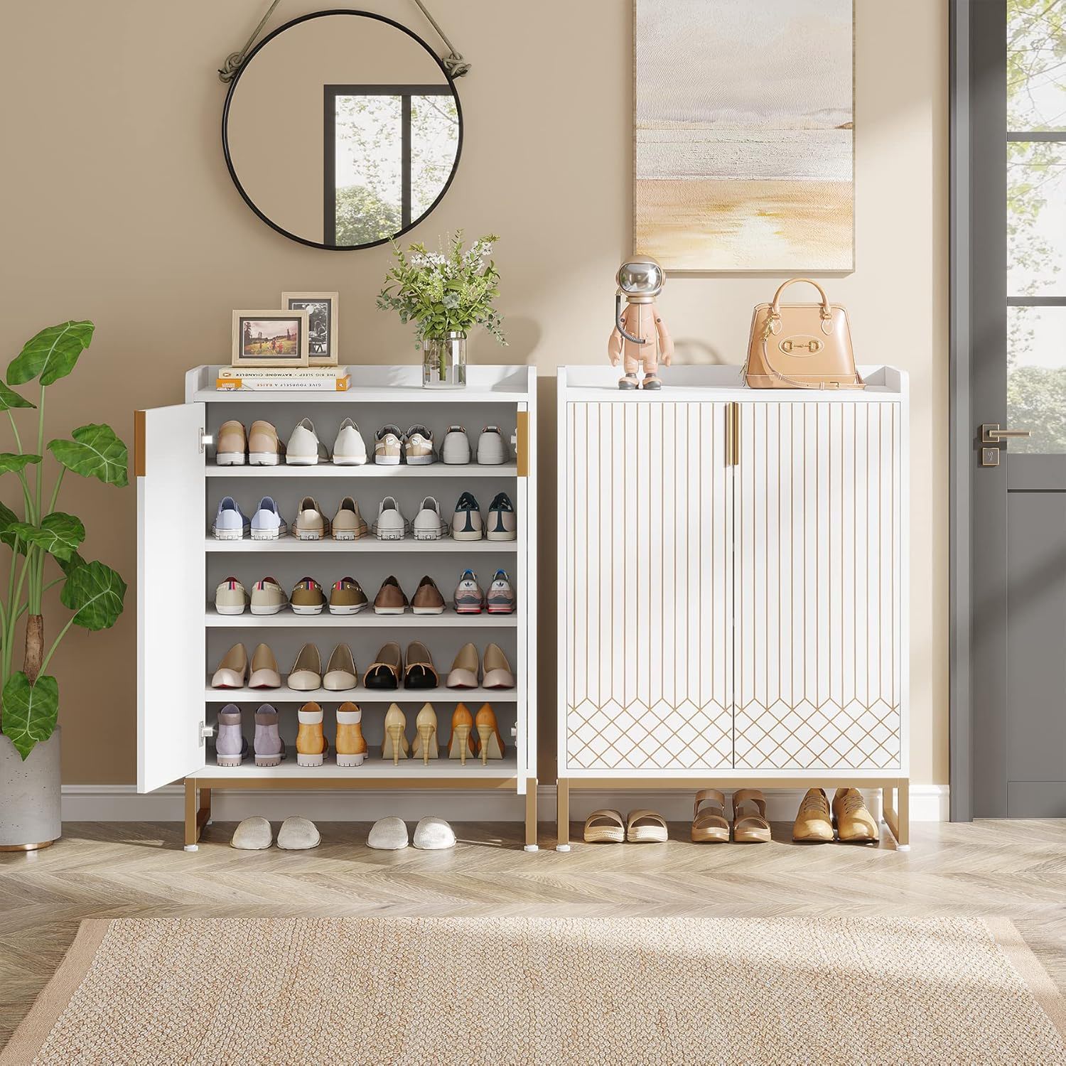 5 Tiers Shoe Storage Organizer With Doors
