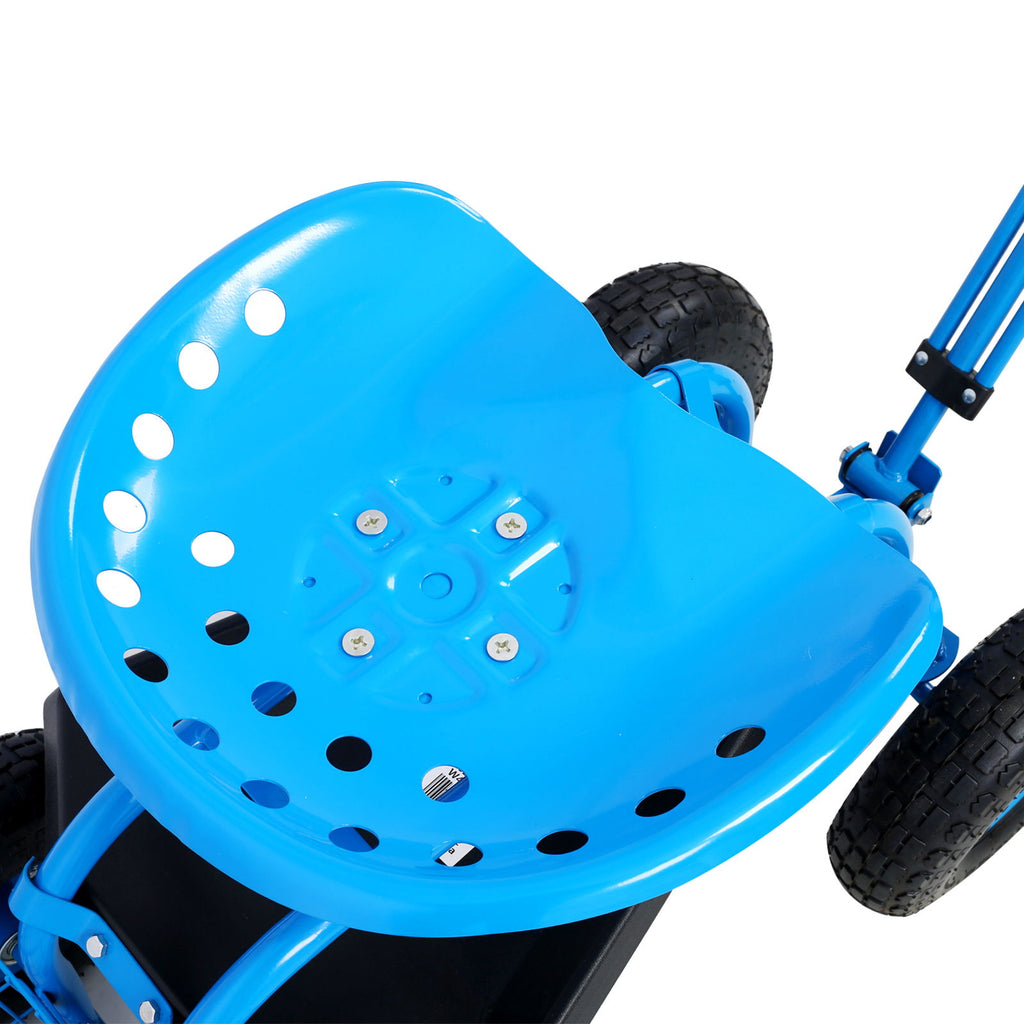 Rolling Garden Scooter Cart Seat With Wheels, 360 Swivel Seat, Tool Tray