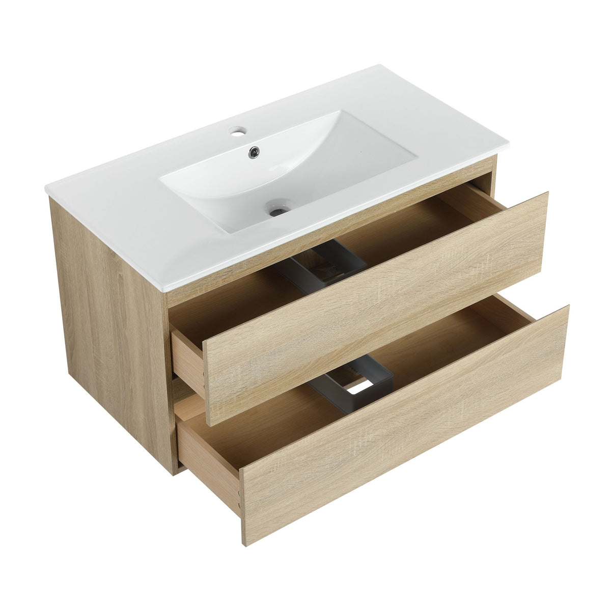 Wall Mounted Bathroom Vanity & Sink, 2 Soft Close Drawers