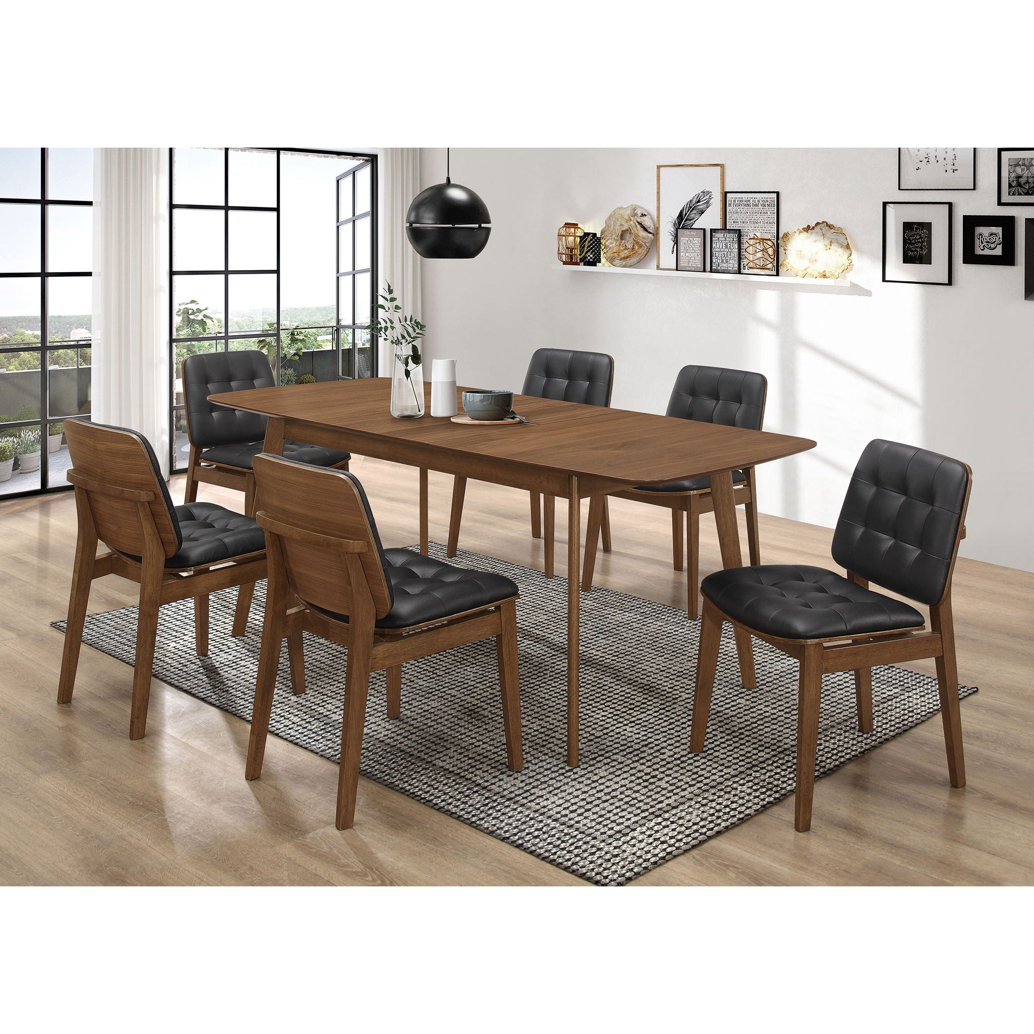 Tufted Back Dining Chairs With Tufted Upholstered Seats And Tapered Legs (Set of 2) - Black