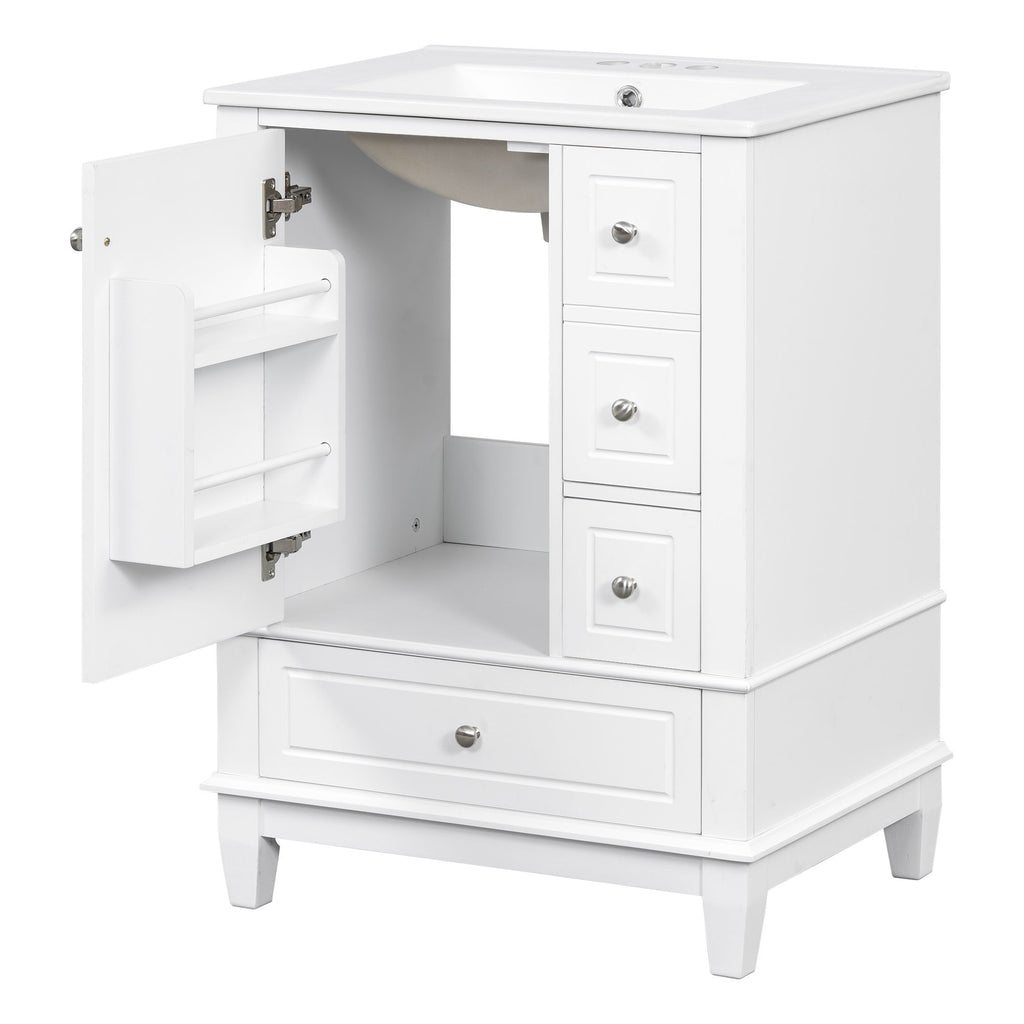 Modern Bathroom Vanity With Sink, Freestanding Cabinet With Drawers And Storage Shelves
