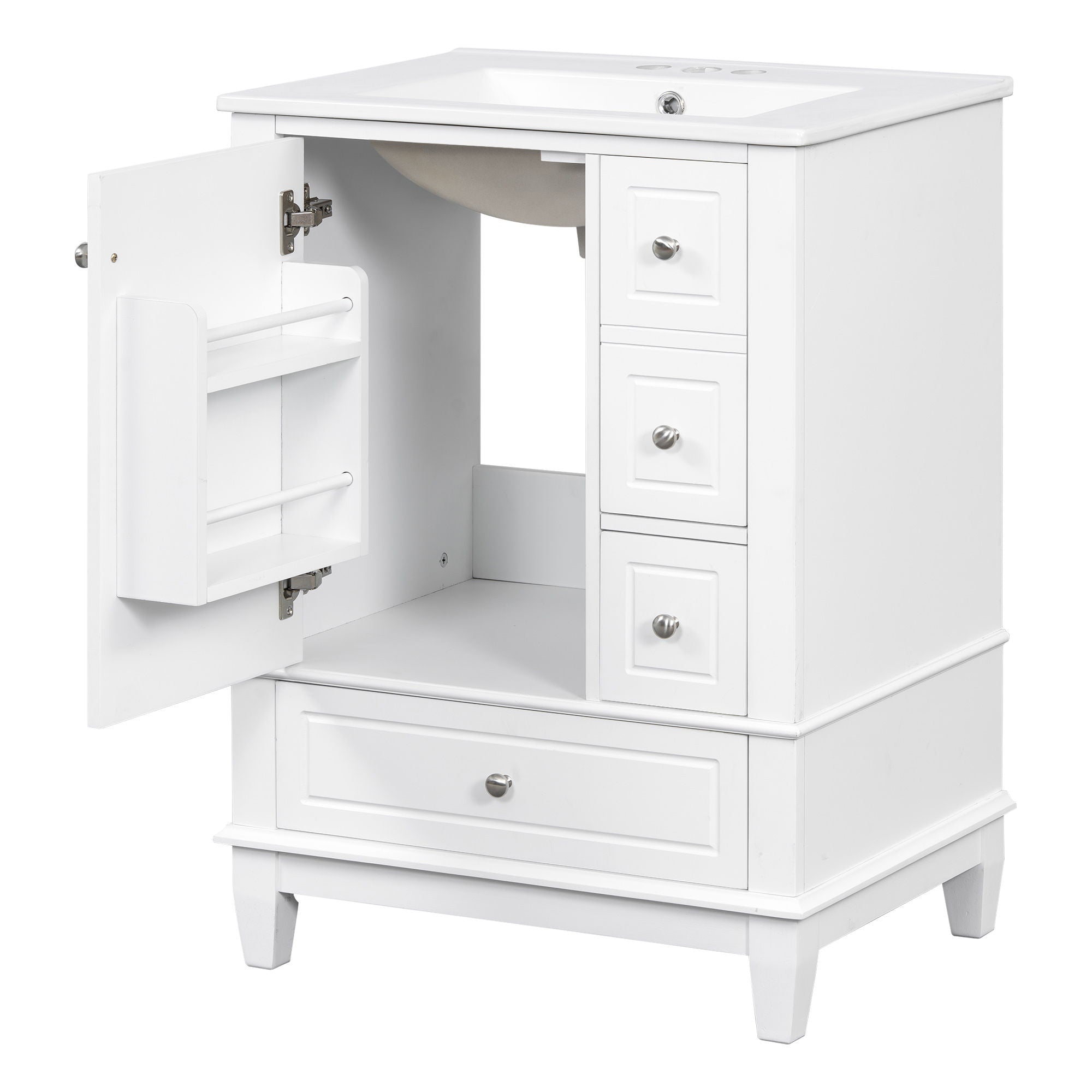 Modern Bathroom Vanity With Sink, Freestanding Cabinet With Drawers And Storage Shelves